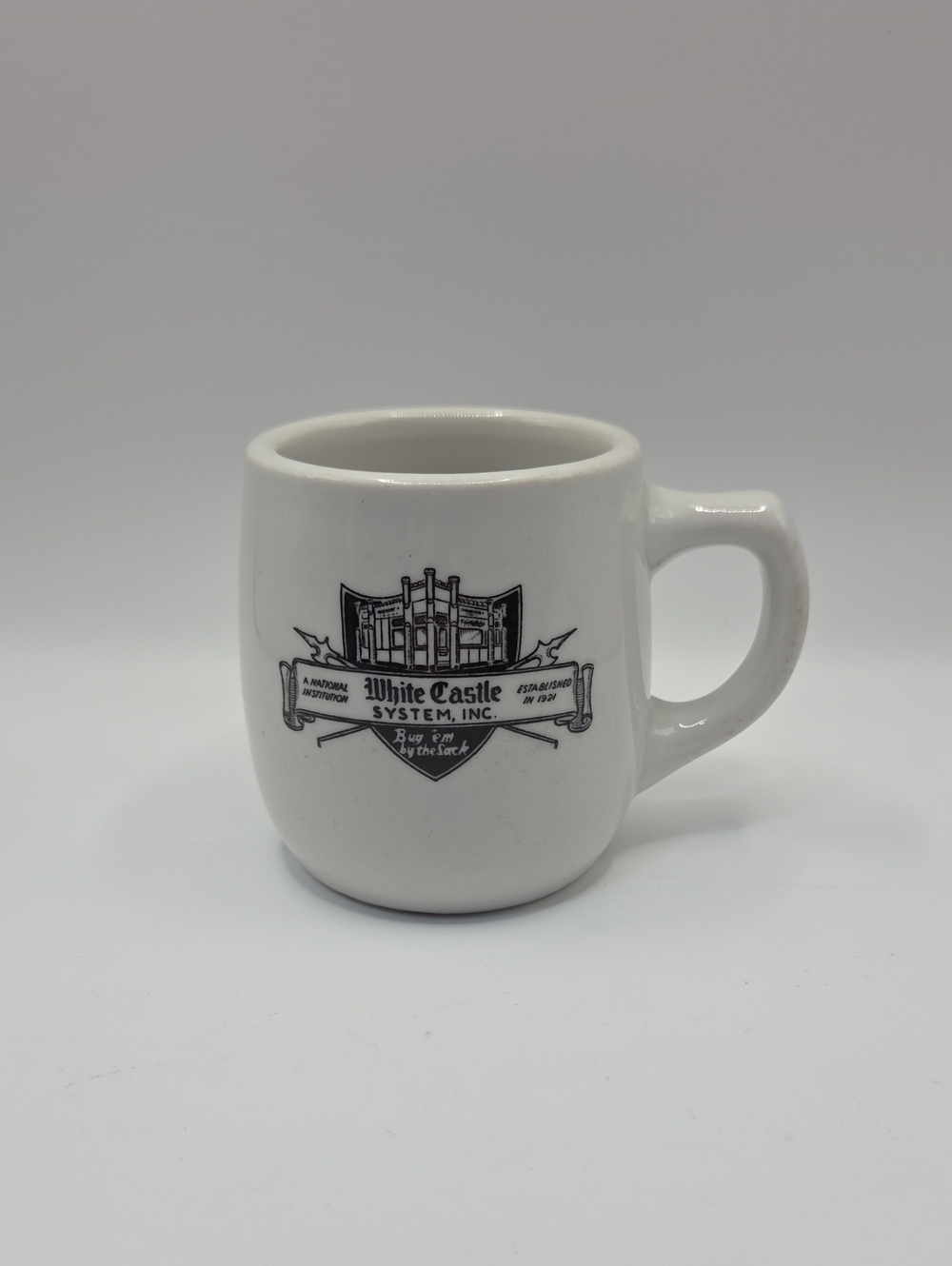 Vintage White Castle Coffee Mug With Ashtray On The Bottom